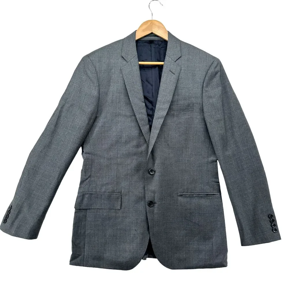 J Crew Ludlow Blazer Mens Size 40R Grey Wool Double Button Sport Jacket Coat